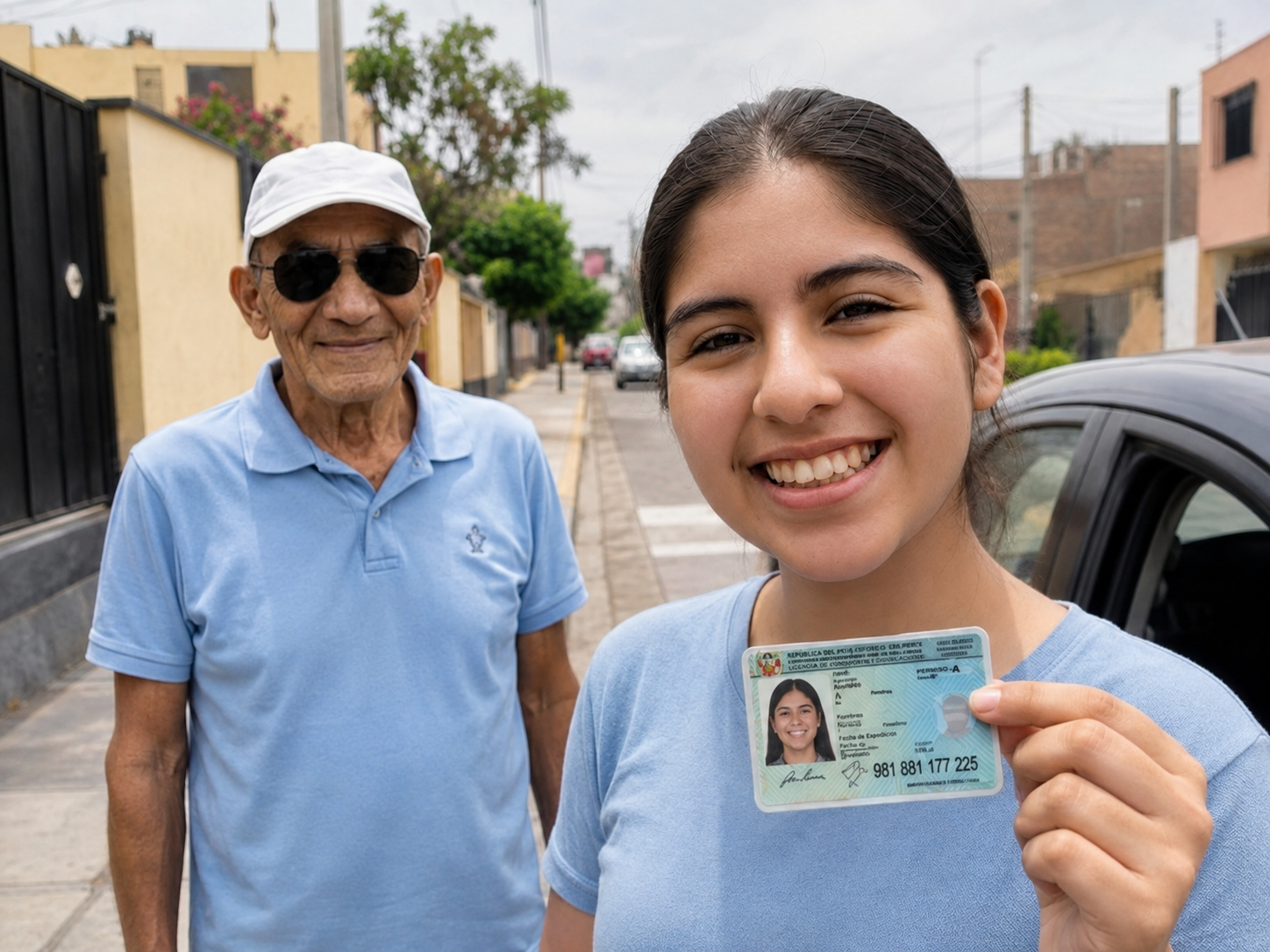 Alumno mostrando su licencia de conducir